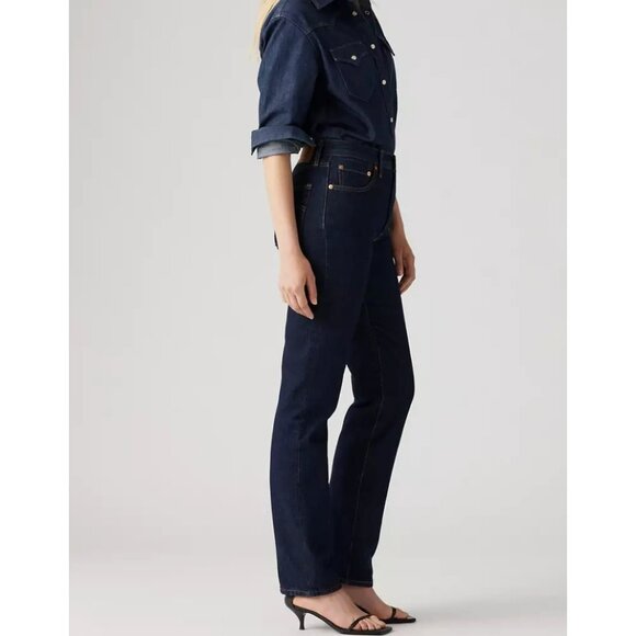 New Levi's Premium 501 28x30 Original Fit Women's Jeans Dark Wash Deep Breath - Picture 2 of 10
